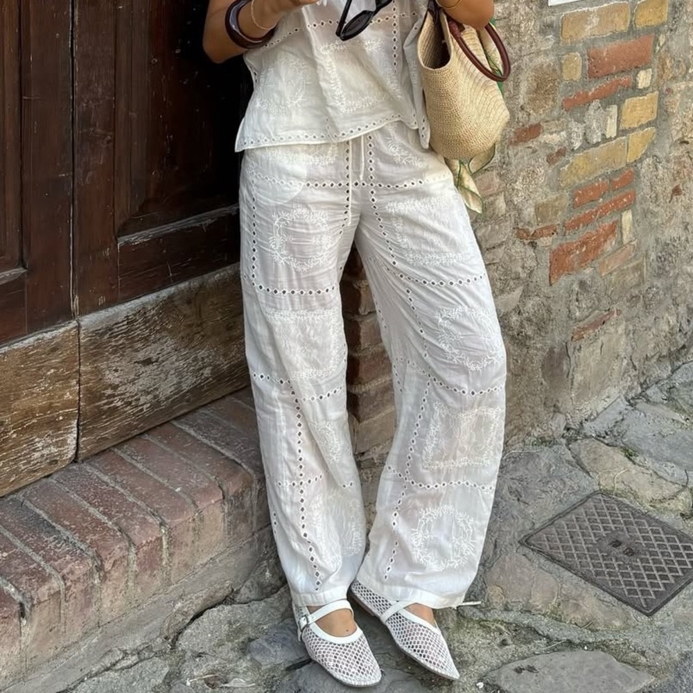 NWOT Zara Embroidered Pants ZW Collection - Picture 3 of 3